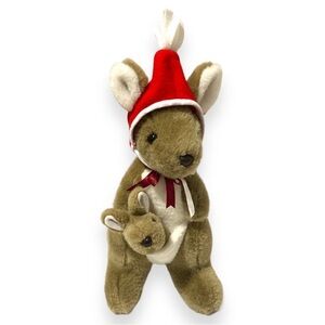Uni Toys Uniring Australian Kangaroo and Joey Plush Stuffed Holiday Cap 14.5” H
